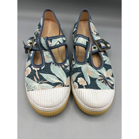 TOMS Womens Floral Canvas Mary Jane‎ Shoes With Buckle Strap 8.5 - Picture 2 of 7